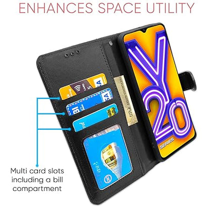 Vivo Y12s / Y20 / Y20i / Y20G Flip Case Leather Finish (Flip Black)