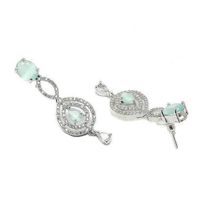 Abstract Necklace With Earrings Jewellery Set For Girls and Women (Sea Green) - Rajputtrade
