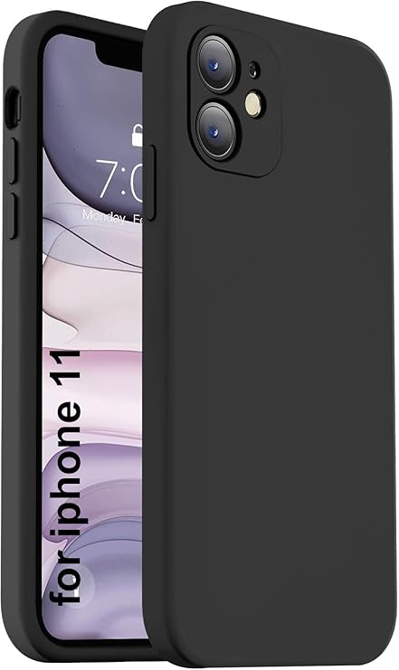 iPhone 11 Cover Soft Liquid Silicone Slim Protective Shockproof (Silicone Black)