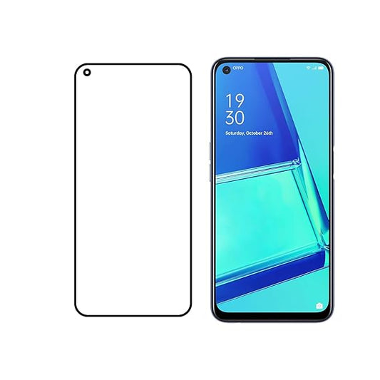Tempered Glass Screen Guard Protector for Oppo A33 / A53 / A54 / A55 / K10 / A96 / A76  (Black) (Pack of 1)