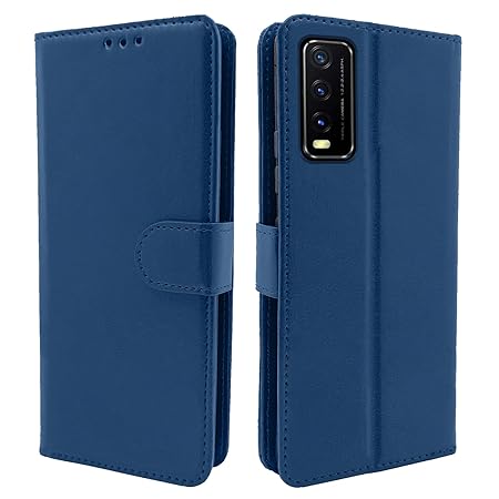 Vivo Y12s / Y20 / Y20i / Y20G Flip Case Leather Finish (Flip Blue)