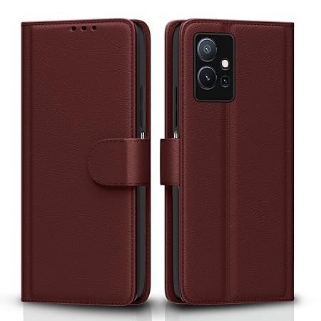 Vivo T1 5G / Vivo Y75 5G / iQOO Z6 5G Flip Cover | PU Leather Finish (Flip Brown)