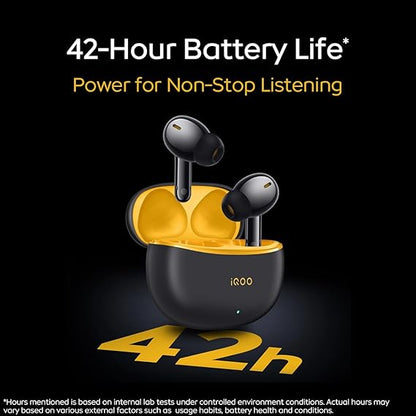 iQOO TWS 1e in-Ear Earbuds with Mic, Upto 30dB Active Noise Cancellation, 3 Hours Playtime, with Upto 42 hrs Playback time (Flame Yellow) - Rajputtrade