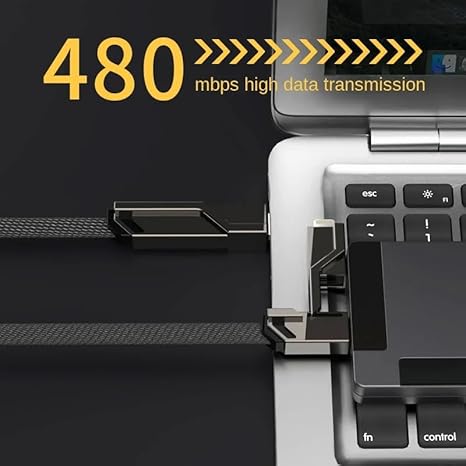 4 in 1 charging cable - C type cable fast charging -1.5m 60W with type c to lightning cable (SILVER)