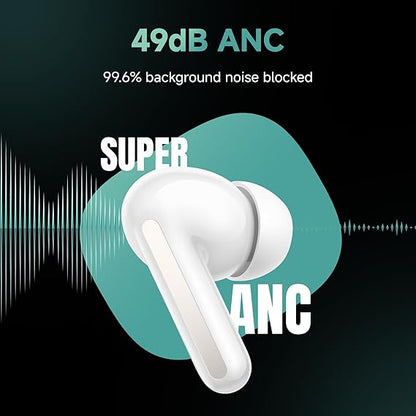 Redmi Buds 6, Dual Driver TWS in Ear Earbuds, 49dB Hybrid Active Noise Cancellation, 42 Hrs Playtime (White) - Rajputtrade
