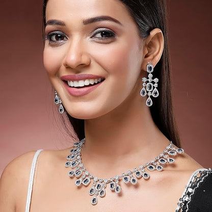 Necklace with Earring Jewellery Set for Girls and Women (Blue) - Rajputtrade