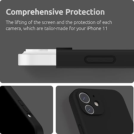 iPhone 11 Cover Soft Liquid Silicone Slim Protective Shockproof (Silicone Black)