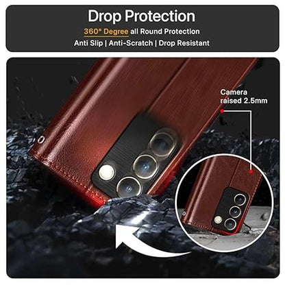 Vivo Y200e 5G | Vivo T3 5G (Flexible | Leather Finish | Card Pockets Wallet & Stand | Brown)