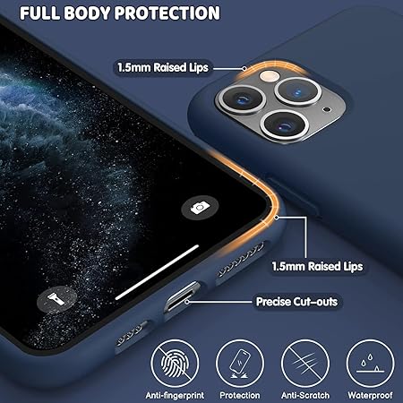 iPhone 11 Pro 5.8 inch, Shockproof Slim Back Cover Liquid Silicone Case - Blue