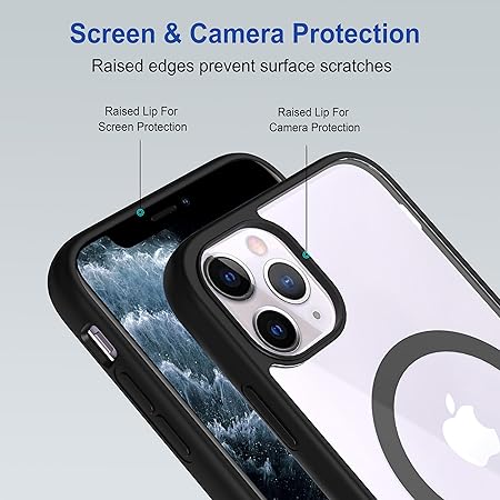 iPhone 11 Pro Max Back Case Cover | Scratch-Resistant Back Case Cover | Compatible with MagSafe | Black