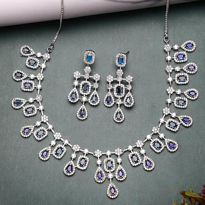 Necklace with Earring Jewellery Set for Girls and Women (Blue) - Rajputtrade