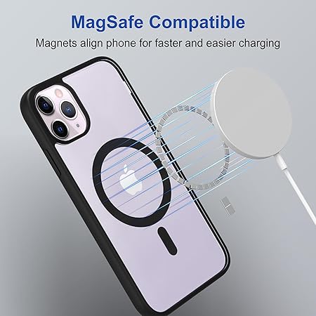 iPhone 11 Pro Max Back Case Cover | Scratch-Resistant Back Case Cover | Compatible with MagSafe | Black
