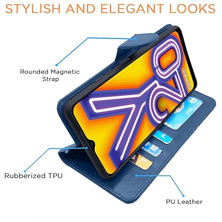 Vivo Y12s / Y20 / Y20i / Y20G Flip Case Leather Finish (Flip Blue)