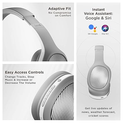 boAt Rockerz 460 Wireless Over Ear Headphones w/Up to 30hrs Playtime, 40mm Drivers (White)