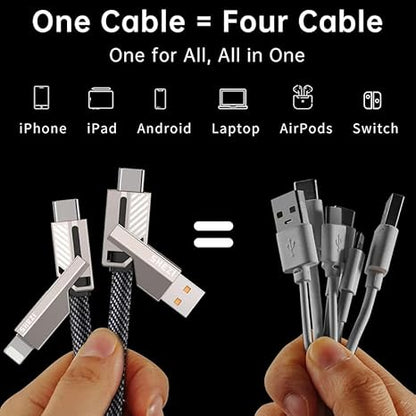 4 in 1 charging cable - C type cable fast charging -1.5m 60W with type c to lightning cable (SILVER)