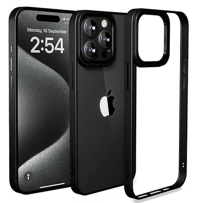 Back Cover Case Compatible with iPhone 15 Pro (TPU + Poly Carbonate | Matte Black)