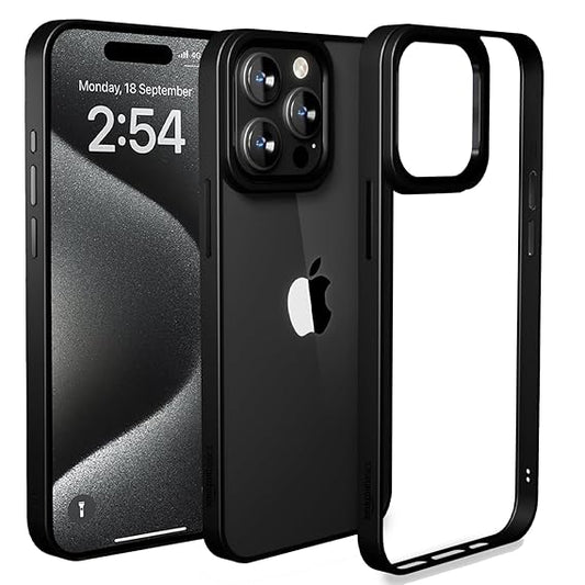 Back Cover Case Compatible with iPhone 15 Pro (TPU + Poly Carbonate | Matte Black)