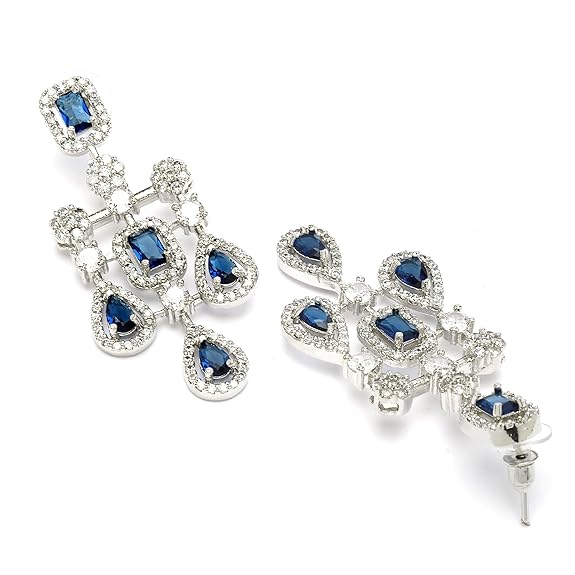 Necklace with Earring Jewellery Set for Girls and Women (Blue) - Rajputtrade