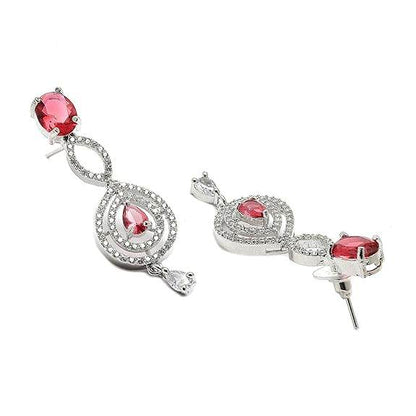 Abstract Necklace With Earrings Jewellery Set For Girls and Women (Red) - Rajputtrade