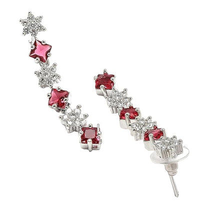 Necklace With Earrings Jewellery Set For Girls and Women (Red) - Rajputtrade