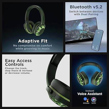boAt Rockerz 425 Bluetooth Wireless On Ear Headphones Signature Sound, ASAP Charge, 25H Playtime (Army Green) - Rajputtrade