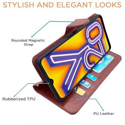 Vivo Y12s / Y20 / Y20i / Y20G Flip Case Leather Finish (Flip Brown)