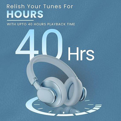 HAMMER Bash Max Over The Ear Wireless Bluetooth Headphones with Mic, Upto 40 Hours Playtime, Bluetooth 5.3, Workout (Blue) - Rajputtrade