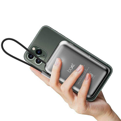 boAt Energyshroom PB330 MagnaCharge 10000 mAh Magnetic Wireless Power Bank w/ 15W Wireless Charging, Metal Stand ,Magnacharge Ring for iPhone (Black) - Rajputtrade