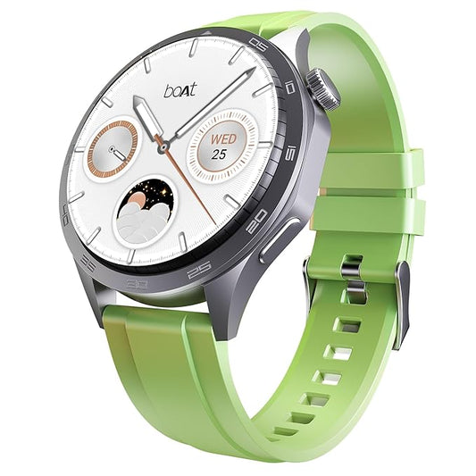 boAt Enigma Radiant Men's Luxury Watch w/Functional Crown, Upto 6 Days Battery, 1.43"(3.63 cm) AMOLED Display Smart Watch (Olive Green)