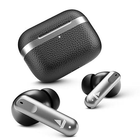 boAt Airdopes 111v2, Premium Leather Finish, 50HRS Battery, 13mm Drivers, Fast Charge, v5.4 Bluetooth TWS in Ear Earbuds (Black) - Rajputtrade