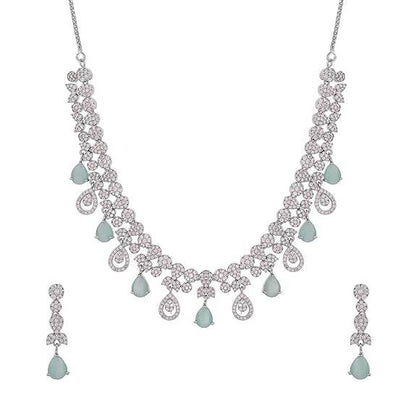Elegance Green And White Teardrop Cut Cz Jewellery Set For Women | Jewellery Set - Rajputtrade