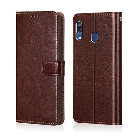 Samsung Galaxy A20 | A30 | M10s (Flexible | Leather Finish | Card Pockets Wallet & Stand | Chestnut Brown)