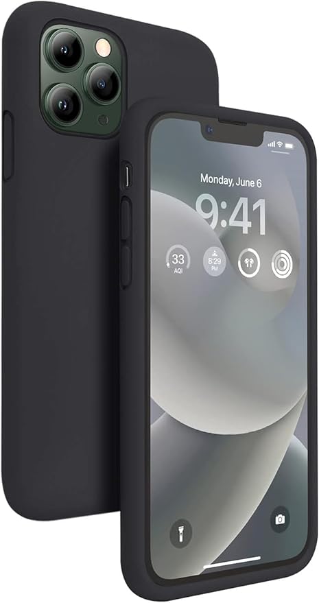 iPhone 11 Pro 5.8 inch, Shockproof Slim Back Cover Liquid Silicone Case - Black