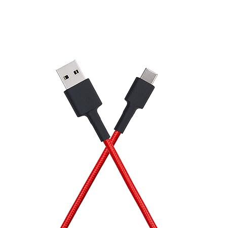 Type C 100cm Cable Red|Supports upto 22.5 fast charging |Tangle free Sturdy built (Black, Red)