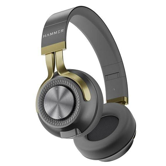 HAMMER Bash 2.0 Over The Ear Wireless Bluetooth Headphones with Mic, Upto 8 Hours Playtime (Grey) - Rajputtrade