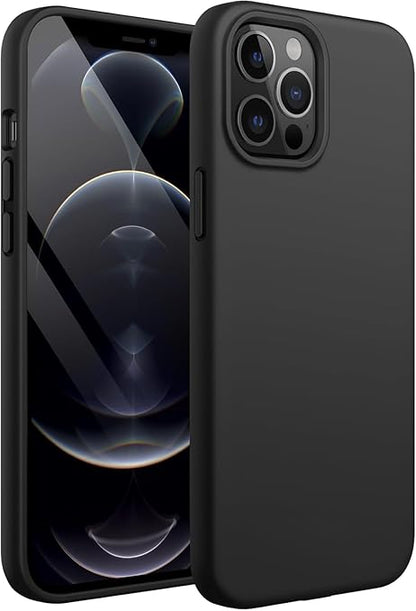 iPhone 12 Pro Max 6.7 inch, Shockproof Slim Back Cover Liquid Silicone Case - Black