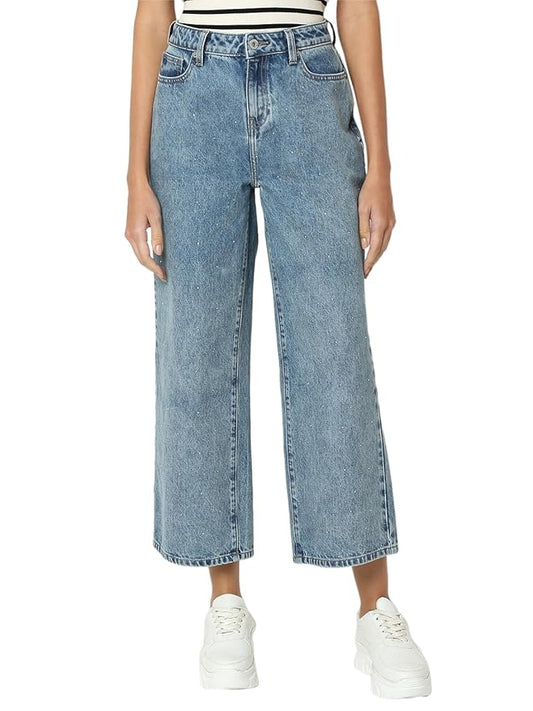 Women's Relaxed Jeans, Medium Blue Denim (29) - Rajputtrade