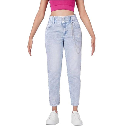 Regular Fit Ankle Length Cotton Womens Jeans, Blue (Size 32) - Rajputtrade
