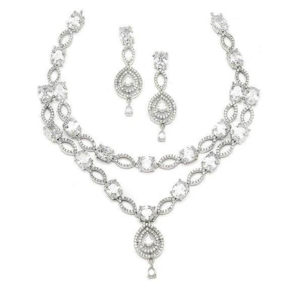 Abstract Necklace With Earrings Jewellery Set For Girls and Women (White) - Rajputtrade