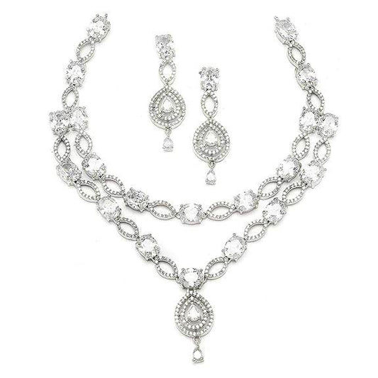 Abstract Necklace With Earrings Jewellery Set For Girls and Women (White) - Rajputtrade