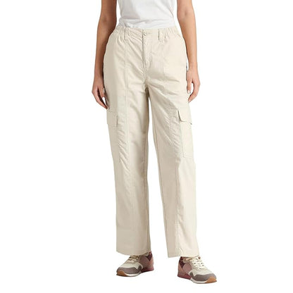 Women Relaxed Casual Pants, Ecru White (Size S) - Rajputtrade