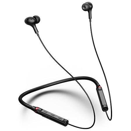 Neckband Bluetooth Headphones Wireless Earbuds for Samsung S25 Ultra S24 S23 FE S22 A53 A14 (Black) - Rajputtrade
