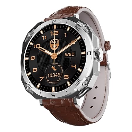 boAt Enigma Z20 Smart Watch w/ 1.51" (3.8 cm) HD Display, Luxurious Metal Body Design, IP68(Brown Leather)