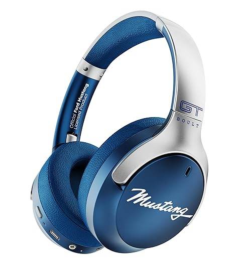 Boult X Mustang Newly Launched Q Over Ear Bluetooth Headphones with 70H Playtime, 40mm Bass Drivers, Zen™ ENC Mic, Type-C Fast Charging (Blue) - Rajputtrade