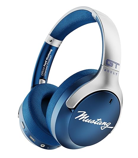 Boult X Mustang Newly Launched Q Over Ear Bluetooth Headphones with 70H Playtime, 40mm Bass Drivers, Zen™ ENC Mic, Type-C Fast Charging (Blue)