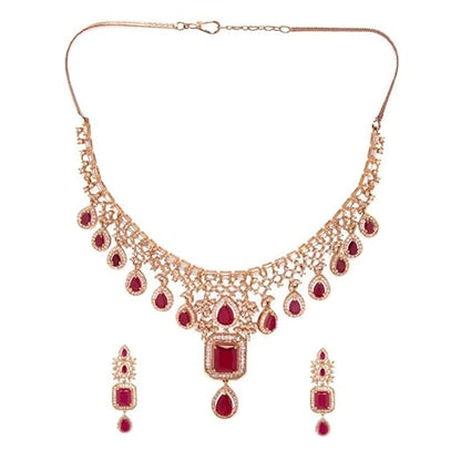 Rose Gold Plated Handcrafted Artificial Jewelry Set-Earrings For Women and Girls - Rajputtrade