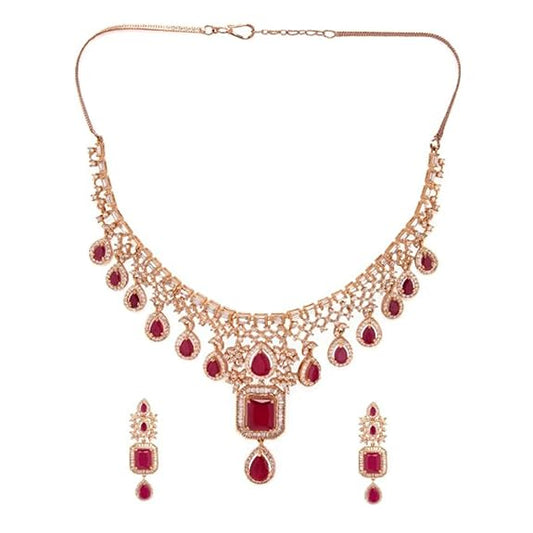 Rose Gold Plated Handcrafted Artificial Jewelry Set-Earrings For Women and Girls - Rajputtrade