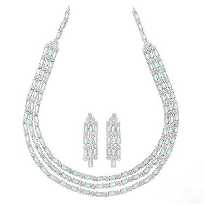 Necklace With Earrings Jewellery Set For Girls and Women (Sea Green) - Rajputtrade