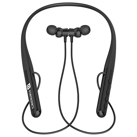 Portronics Harmonics Z4 Wireless Bluetooth 5.3 Neckband in Ear Earphones with Mic, 30Hrs Playtime (Black) - Rajputtrade