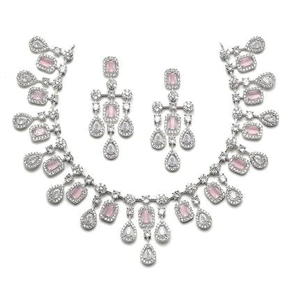 Necklace with Earring Jewellery Set for Girls and Women (pink) - Rajputtrade